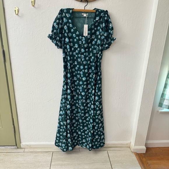 Outerknown Kira Maxi Dress Blue Green Riviera Esalen Bloom Size M - Picture 11 of 11